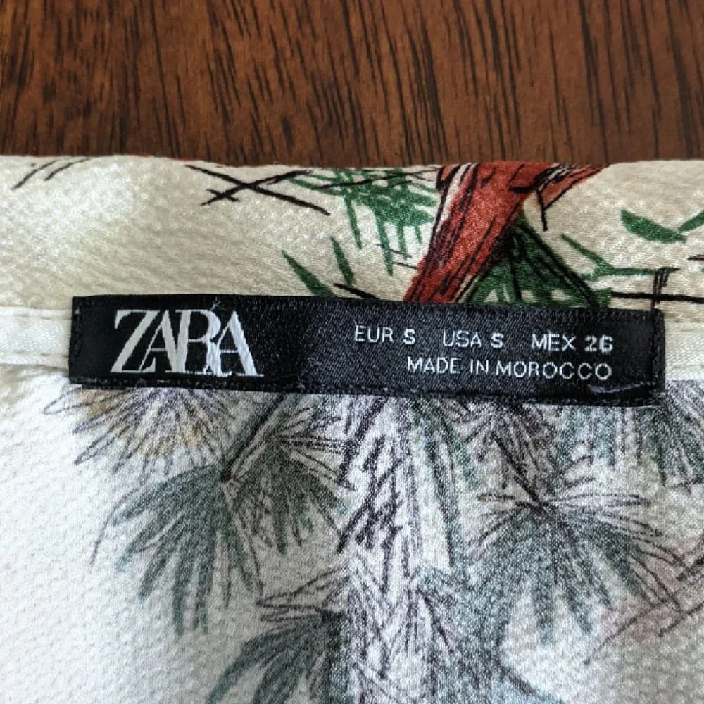 ZARA Tropical Print Duster Shirt Dress Size S - Picture 13 of 15